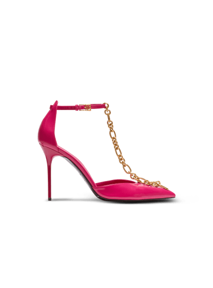 Sync shiny lambskin stilettos