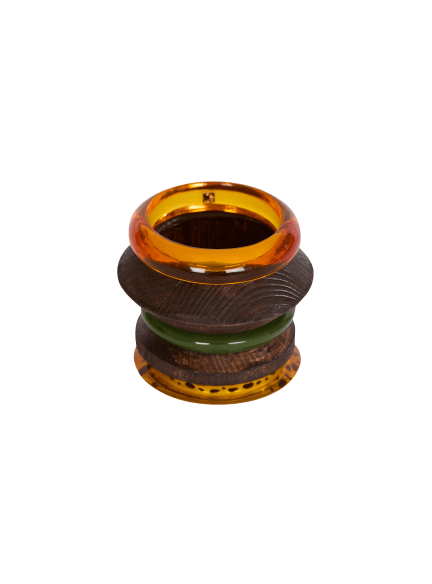 Set of wood and resin bracelets
