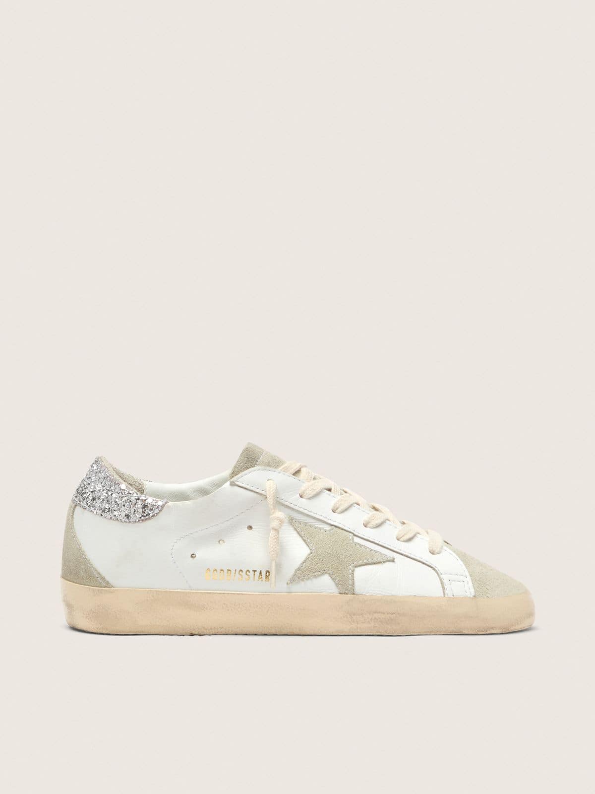Women's Super-Star with gray star and silver glitter heel tab