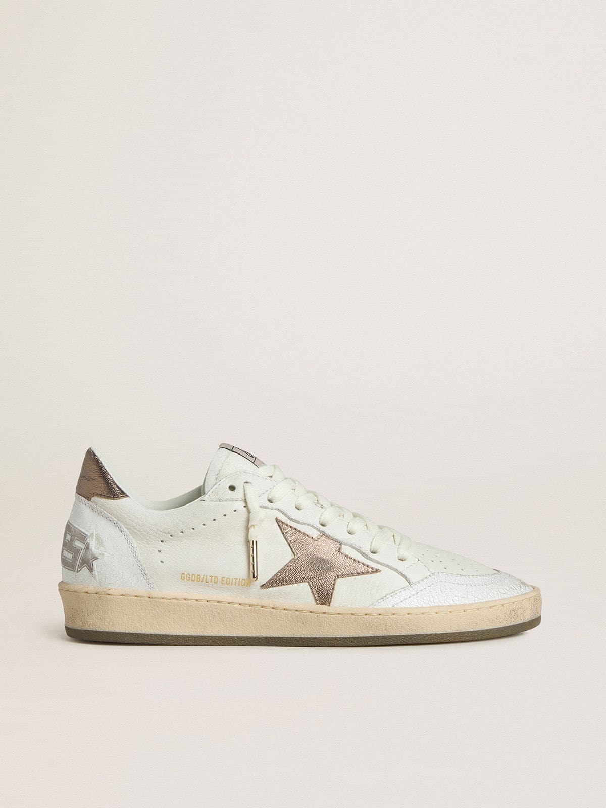 Women’s Ball Star Wishes in white leather with metallic bronze leather star