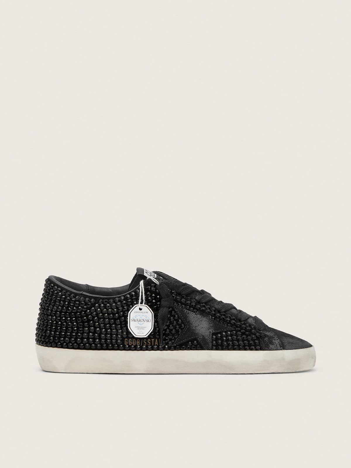 Super-Star in black suede with Swarovski crystals and black suede star