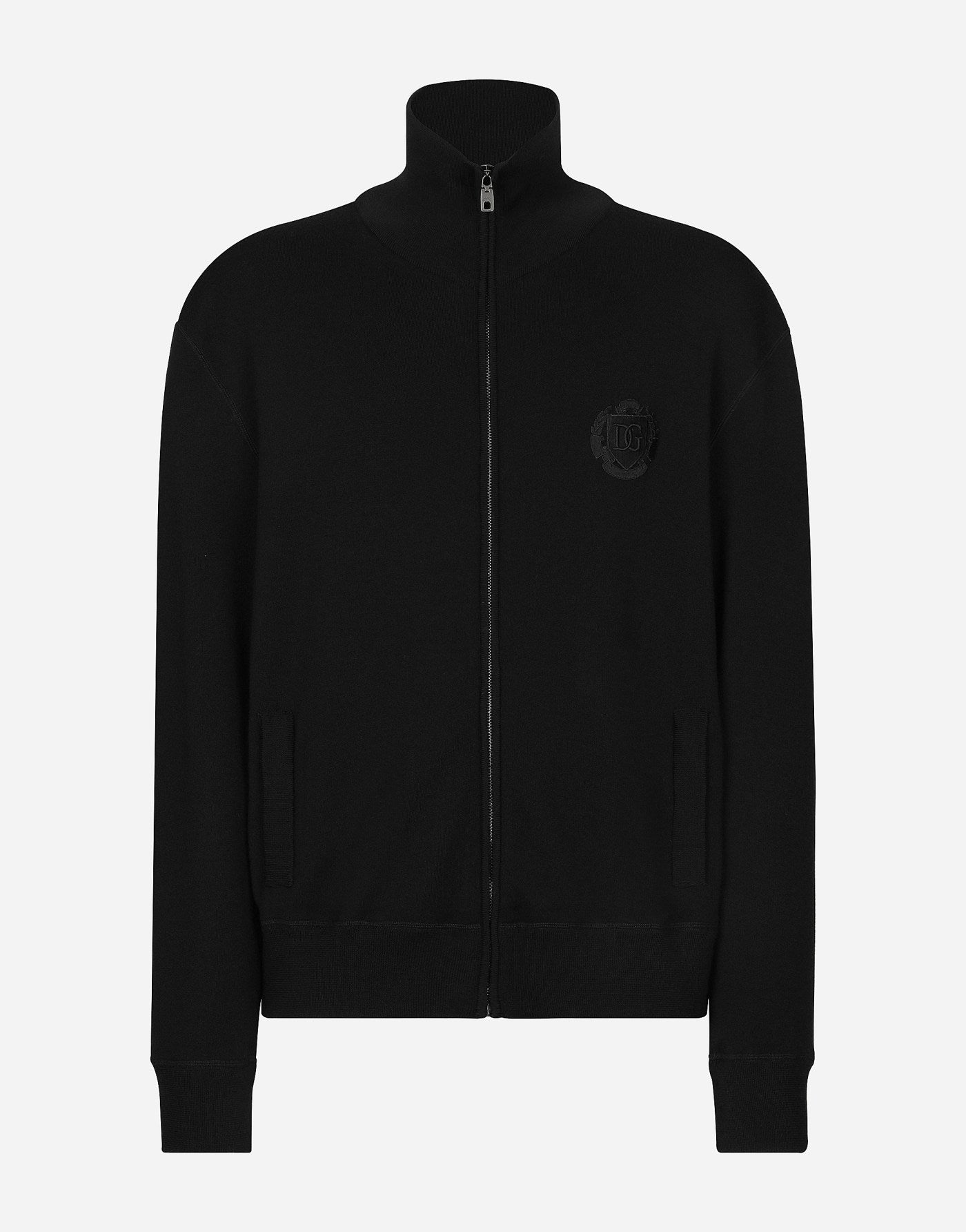 Cashmere and silk zip-up sweatshirt with DG patch