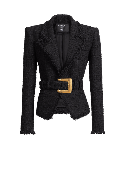 Belted tweed jacket