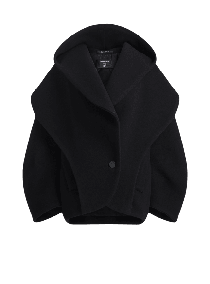 Oversized wool pea coat with hood