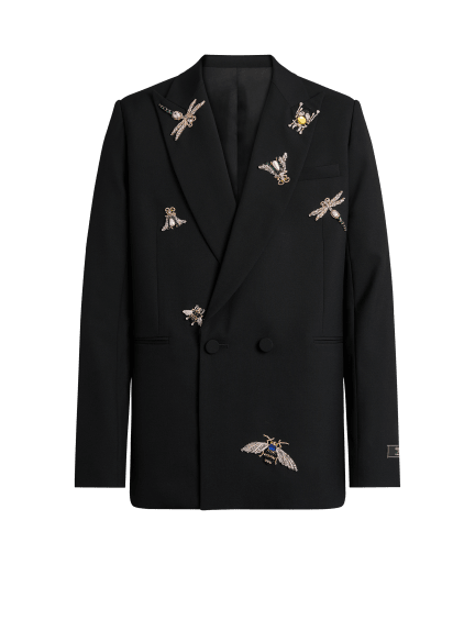 Embroidered wool and crystal Balmain Insect jacket