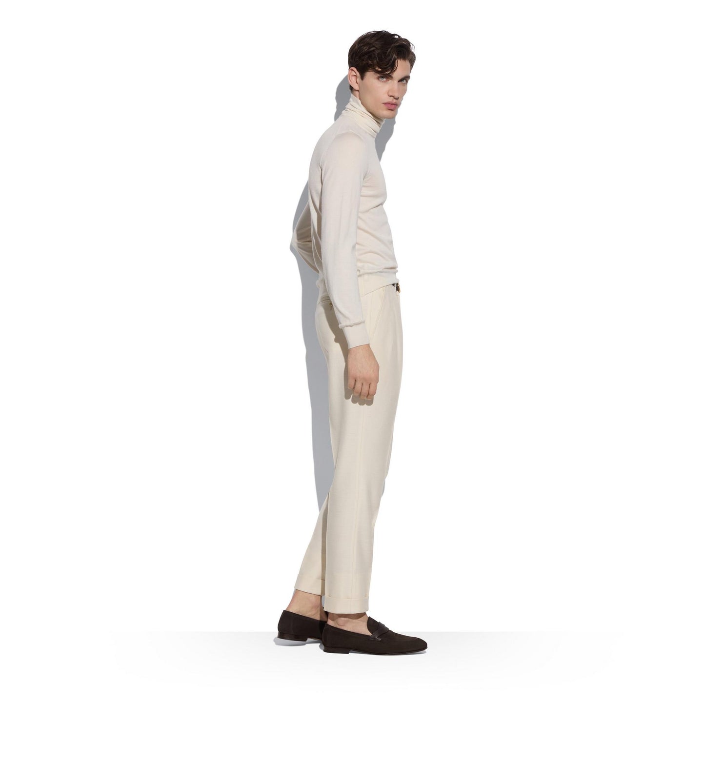 Fine Gauge Cashmere Silk Roll Neck