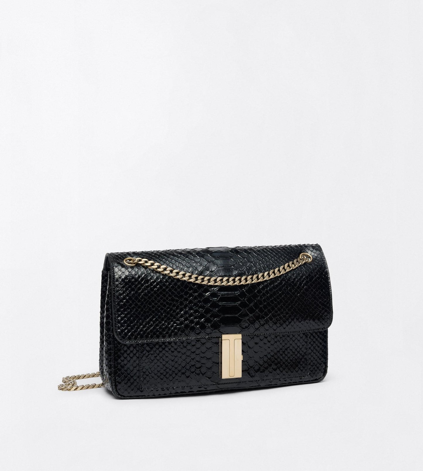 Semi Shiny Printed Python Mia Chain Shoulder Bag