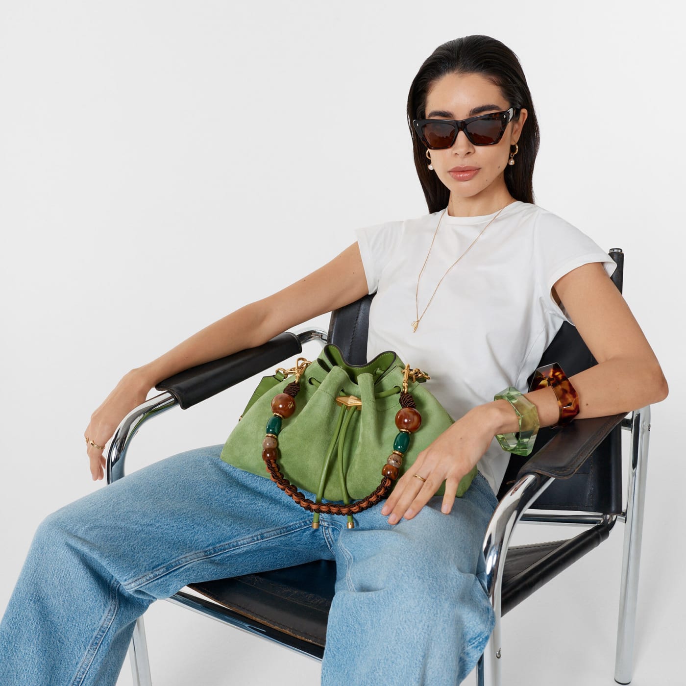 Lou Black and Grey Acetate Cat-Eye Sunglasses