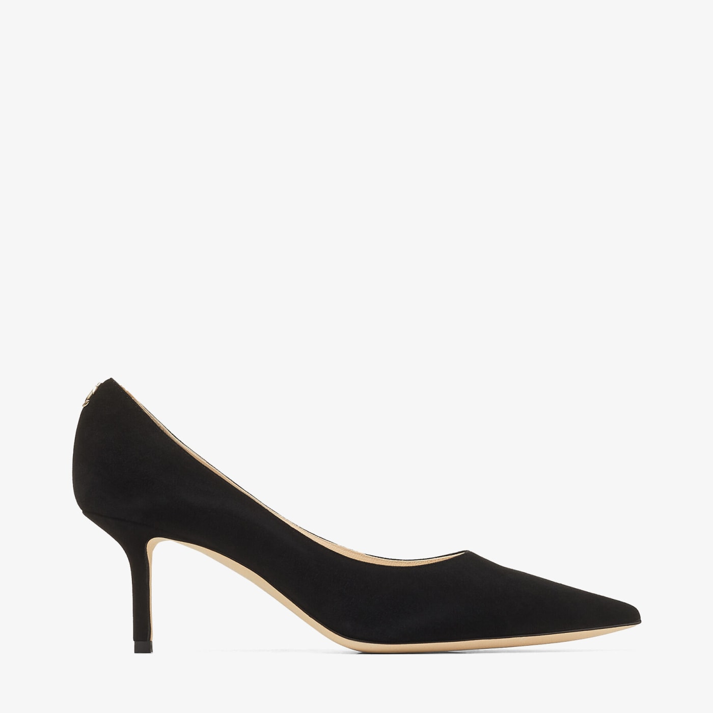 Love 65 Black Suede Pointed Pumps with JC Emblem