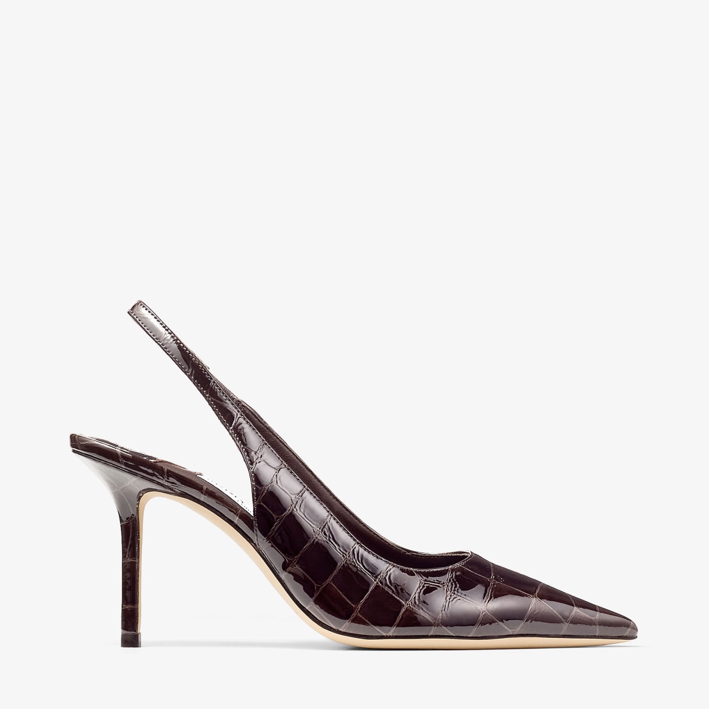 Love Sling Back 85 Sambuco Shiny Croc Embossed Leather Slingbacks