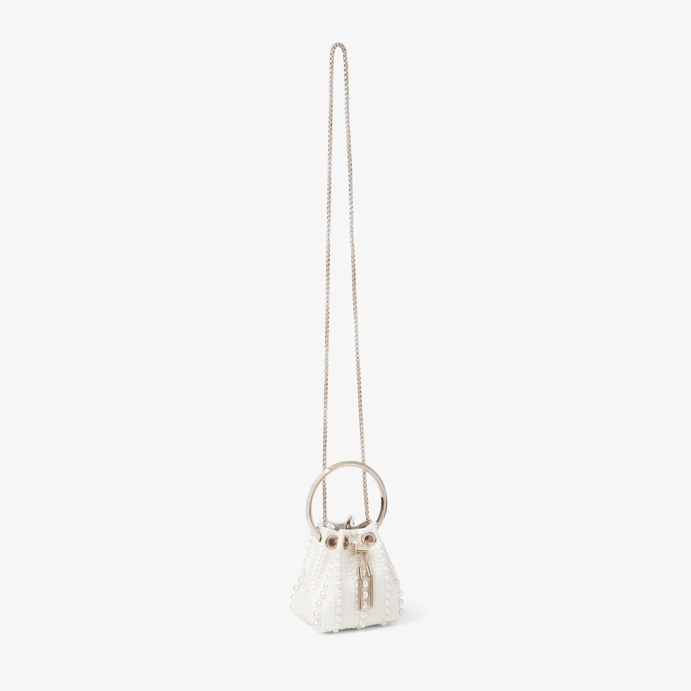 Micro Bon Bon Ivory Satin Mini Bag with All-Over Pearls