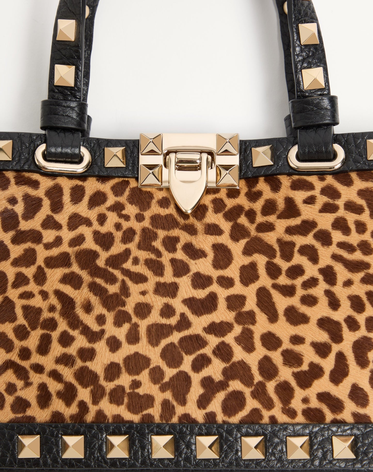 Mini Rockstud Shopping Bag In Ponyskin Effect Calfskin With Animal Print