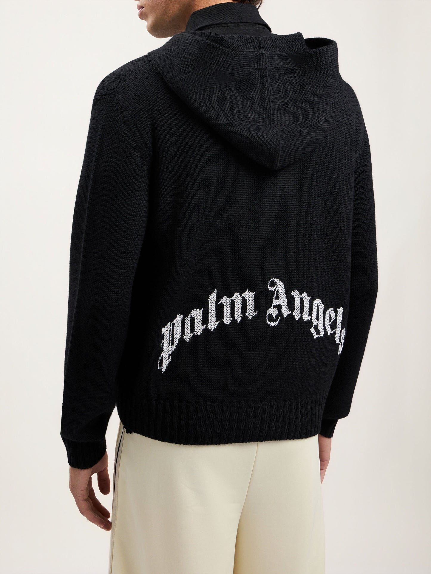Curved Logo Knit Hoodie
