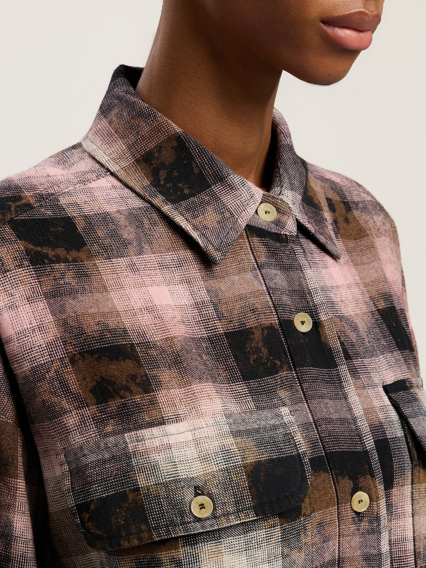 Curved Logo Coated Checkshirt