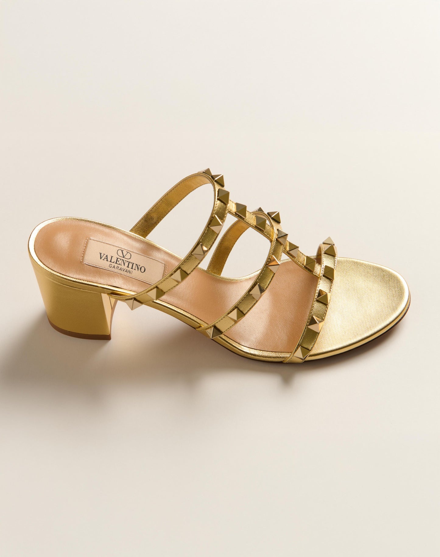 Rockstud Slide Sandal In Laminated Nappa Leather 60mm