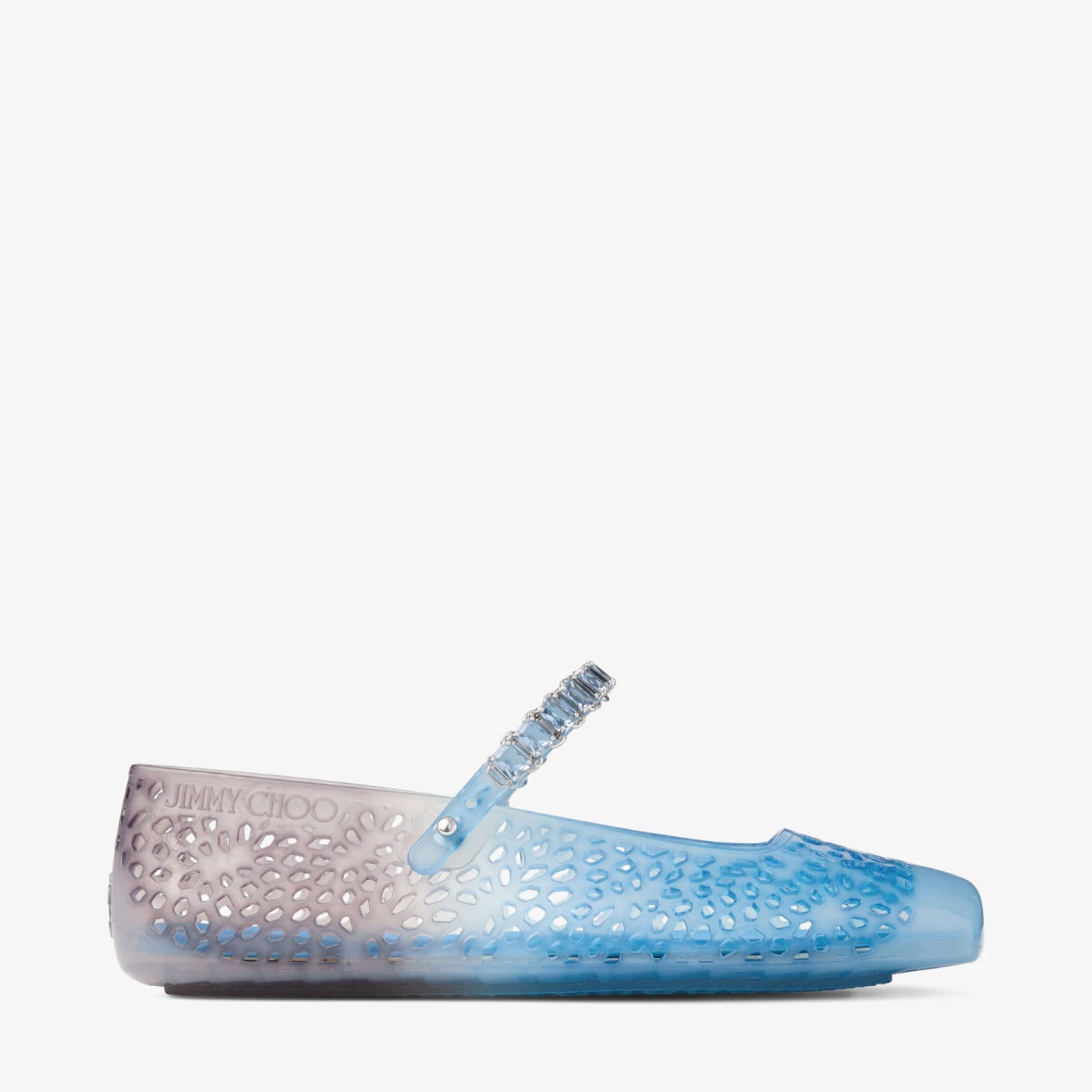 The Jelly Denim Degradé Jelly Ballerina Flats with Crystal Embellishment