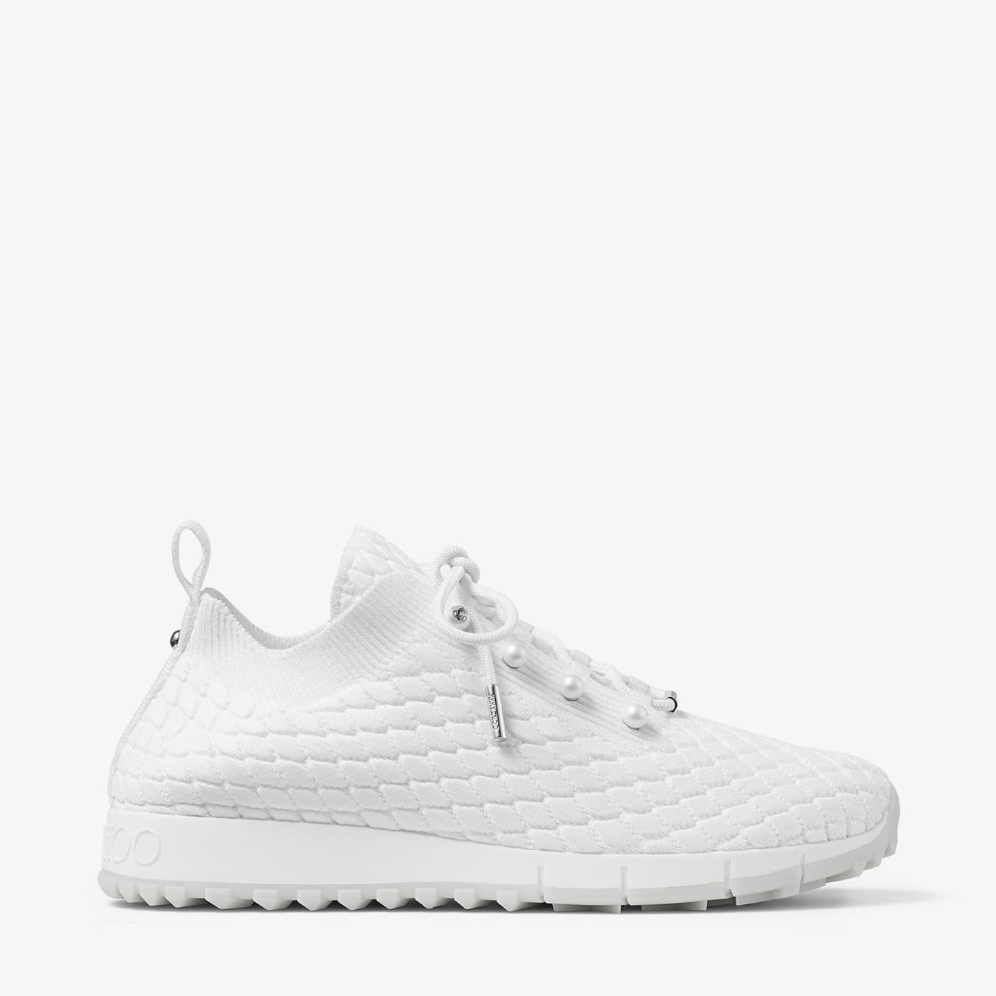 Veles White Textured Knit Trainers