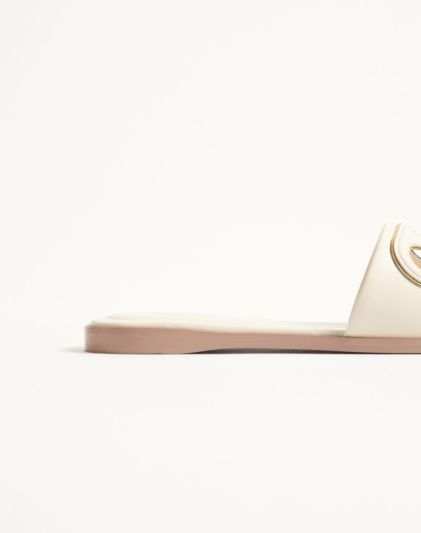Vlogo Cut-out Calfskin Slide Sandal