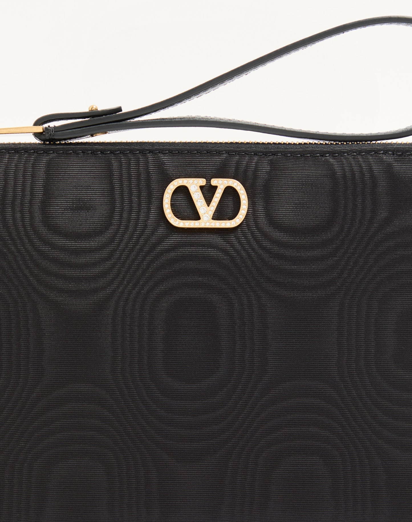 Vlogo Signature Clutch In Moiré Fabric With Jewel Logo.