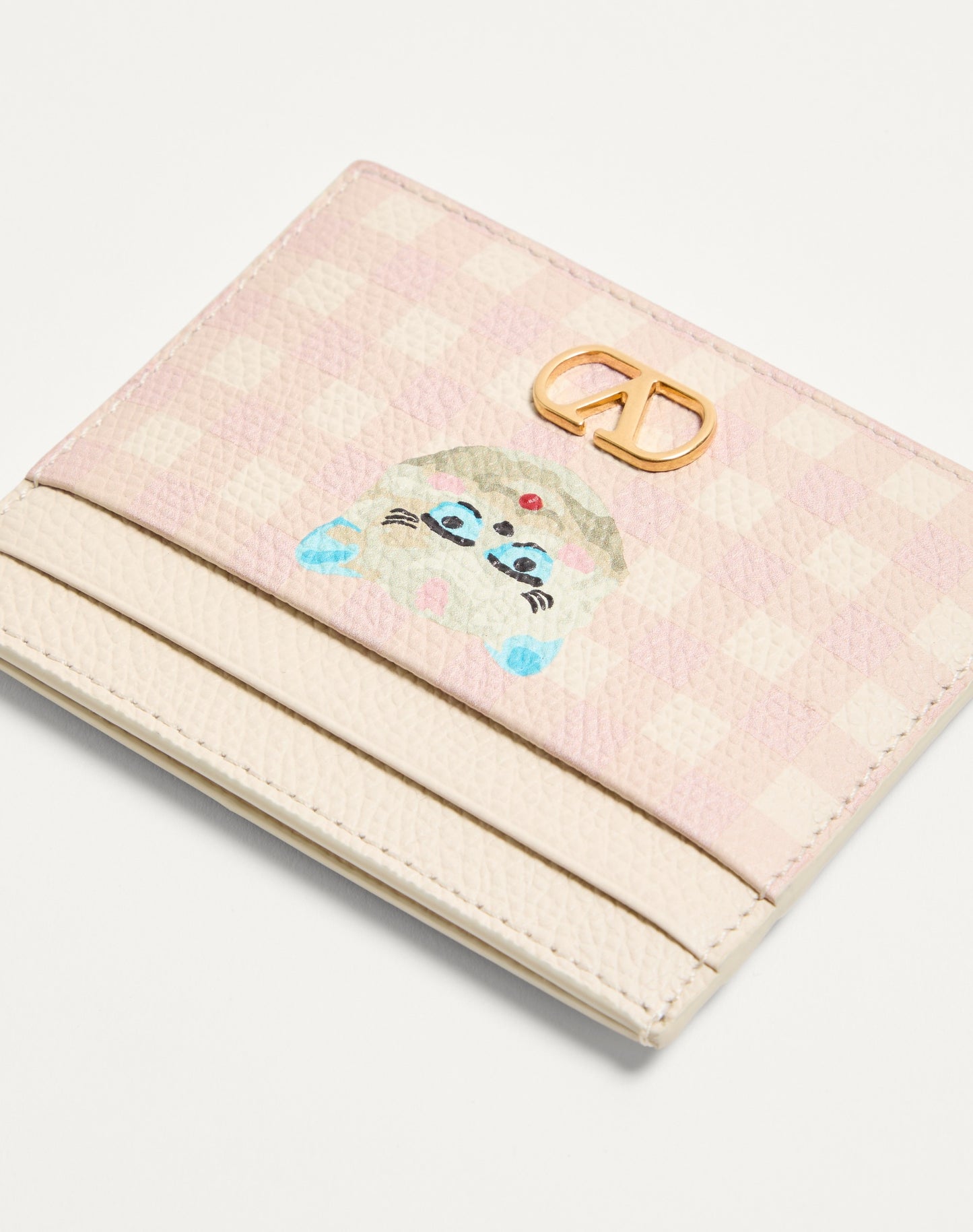 Vlogo Signature Le Chat De La Maison Cardholder In Grainy Calfskin