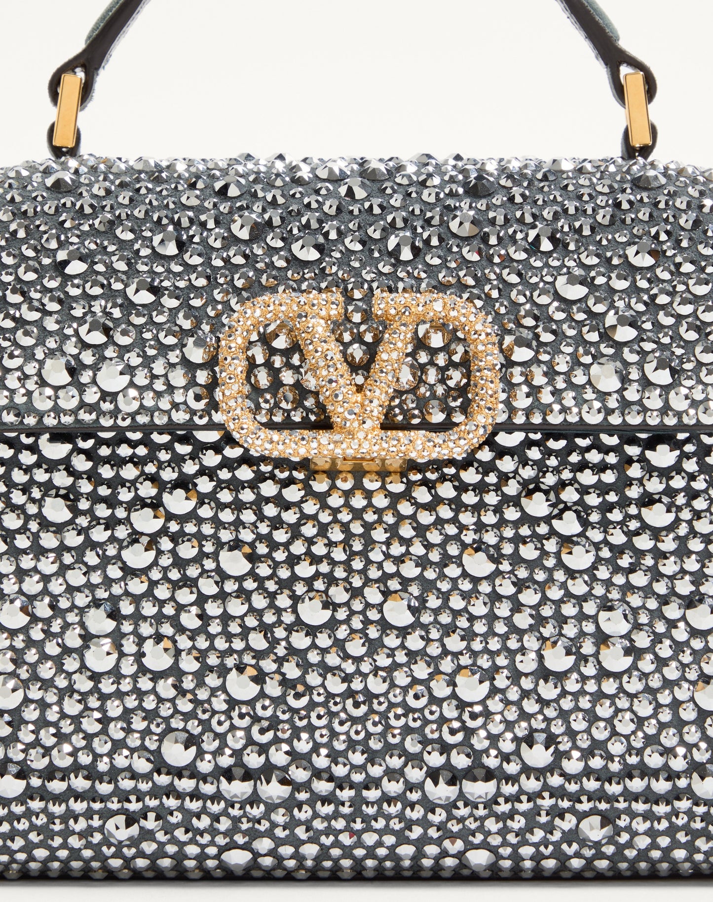 Valentino Garavani Mini Vsling Handbag With Rhinestones And Jewel Logo