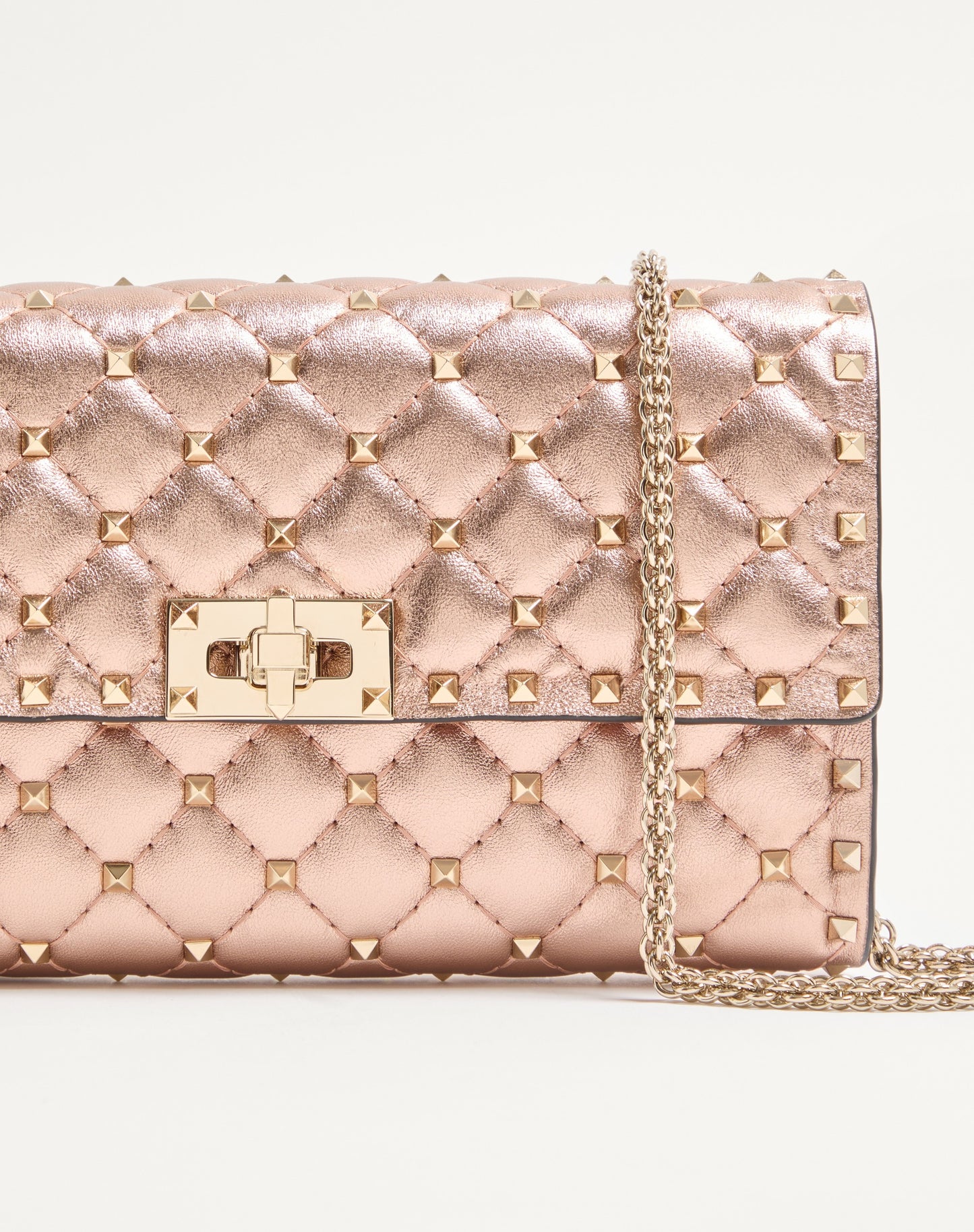 Valentino Garavani Rockstud Spike Shoulder Bag In Laminated Nappa Leather