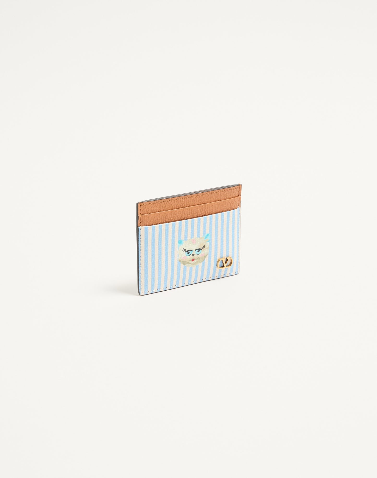 Valentino Garavani Vlogo Signature Wallet In Grainy Calfskin With Le Chat De La Maison Print