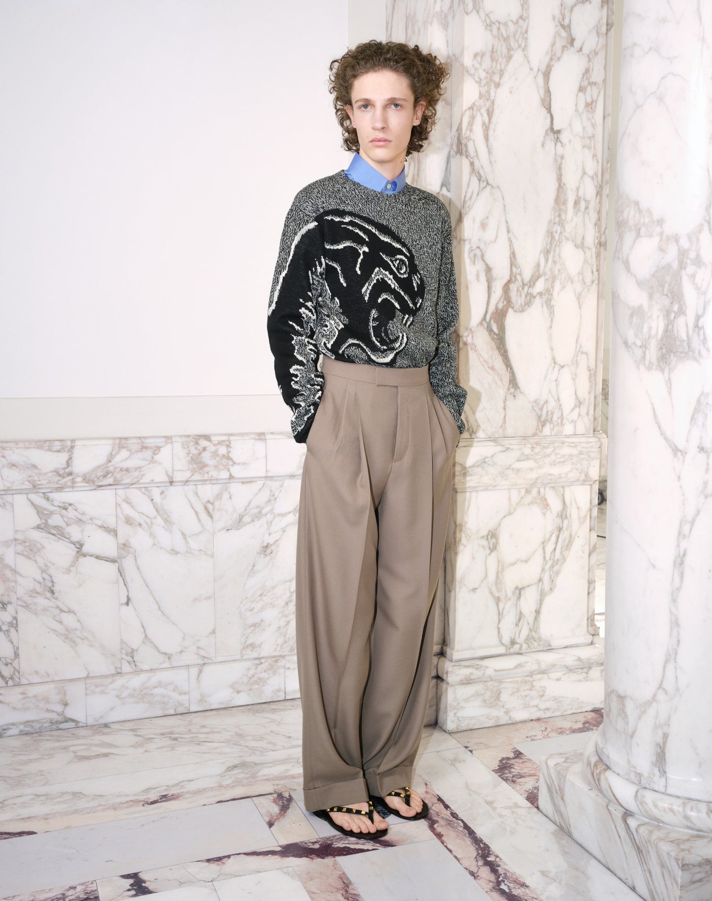 Valentino Cuffed Wool Trousers In Natté Wool