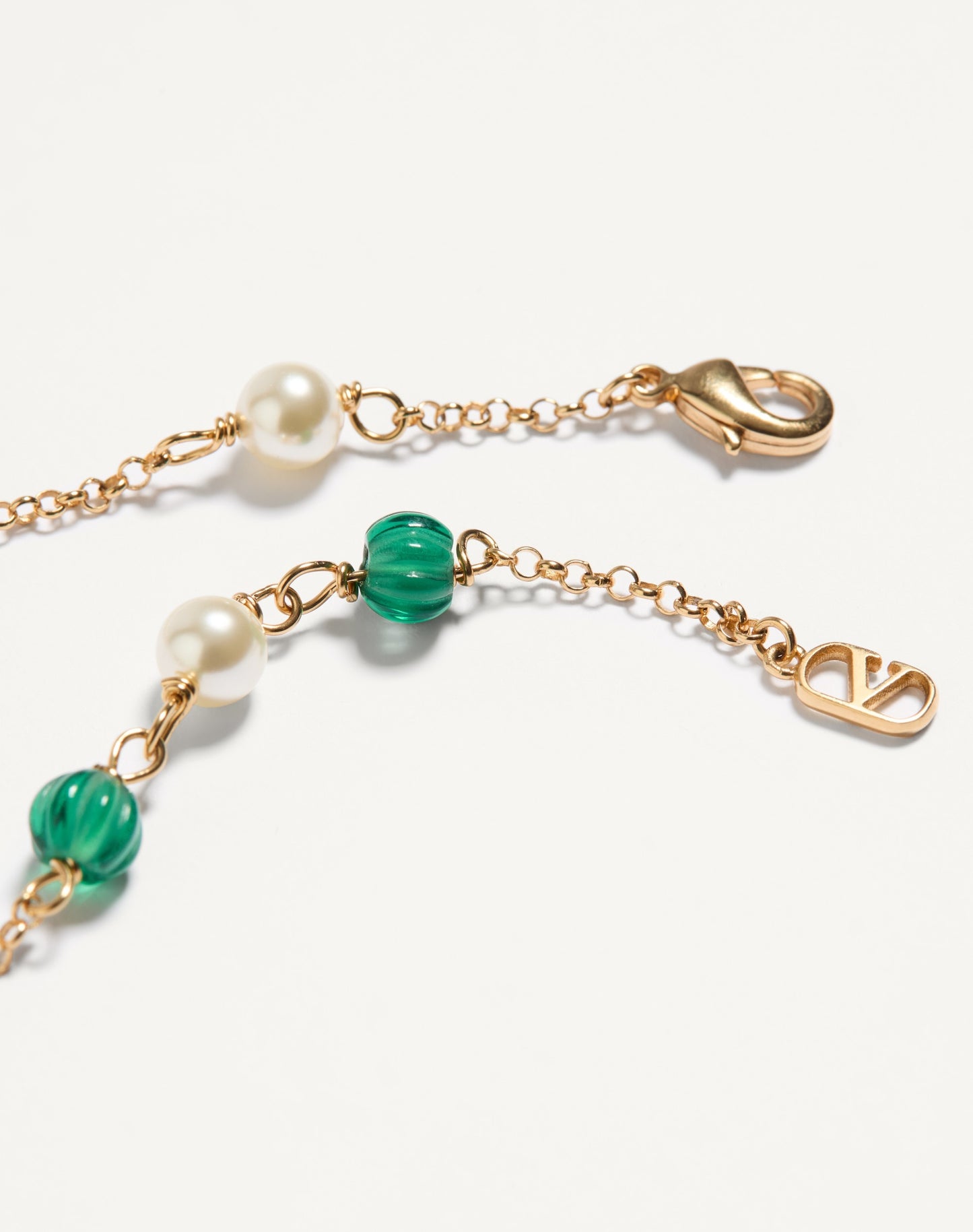 Vlogo Signature Long Necklace In Metal, Pearls And Knurled Glass