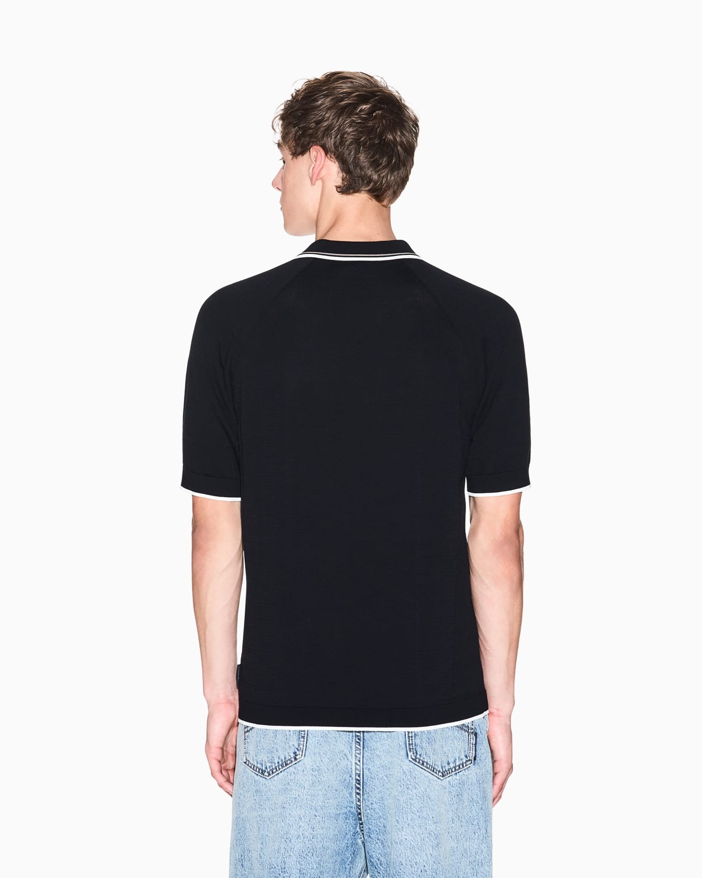 Zip-up knit polo shirt