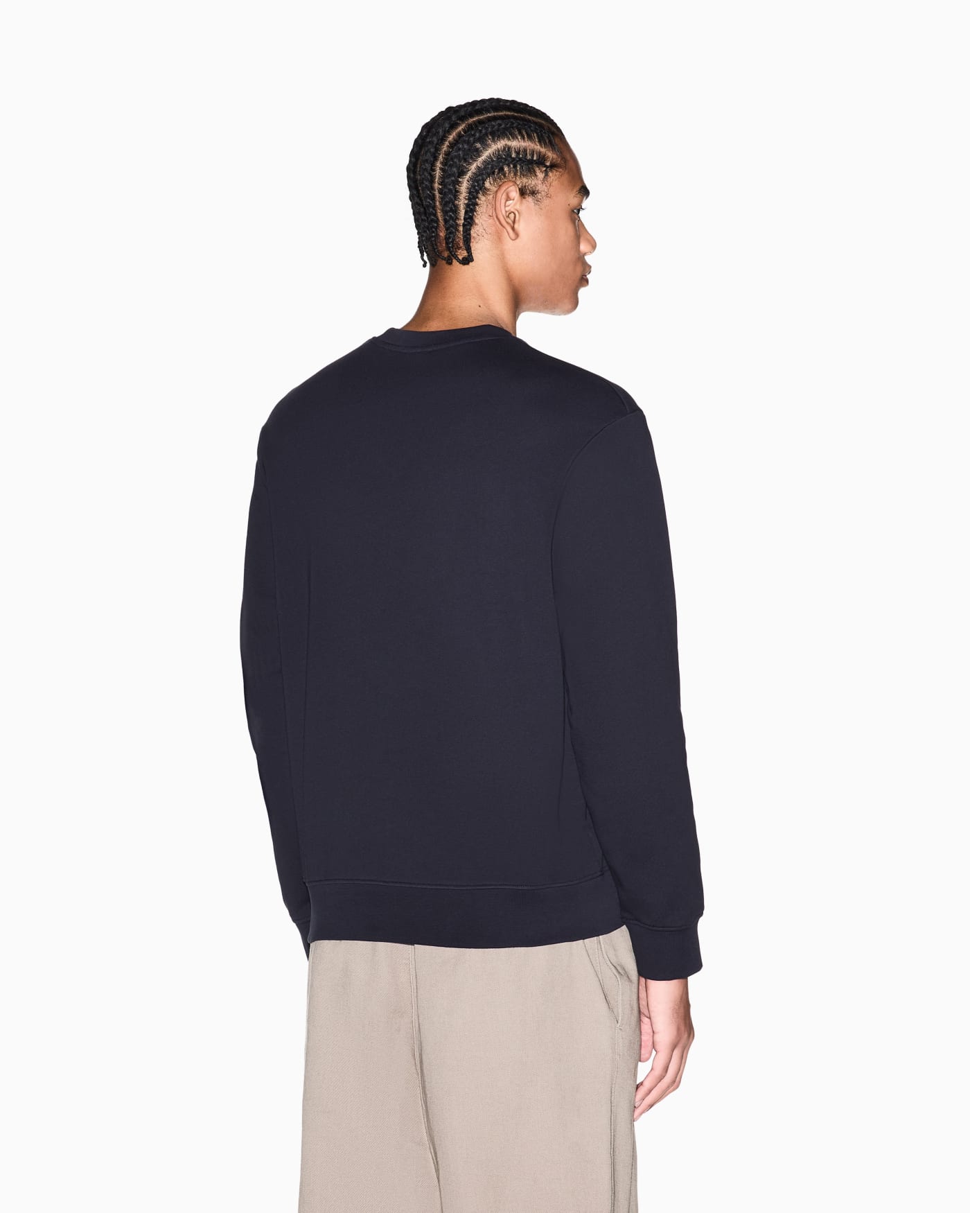 Diagonal Fleece Cotton Crewneck Sweatshirt