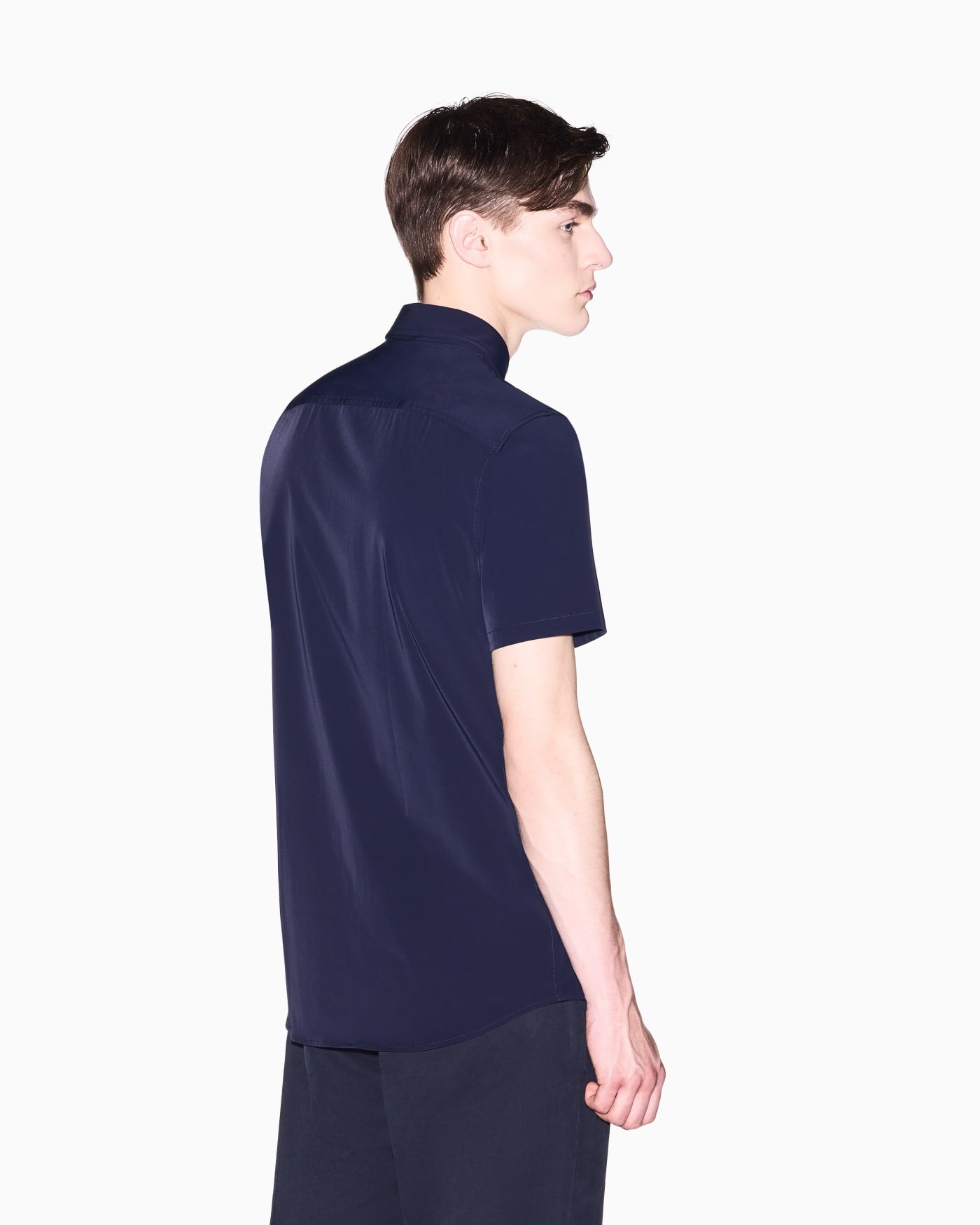 Slim Fit Shirt Solid Color Short Sleeves