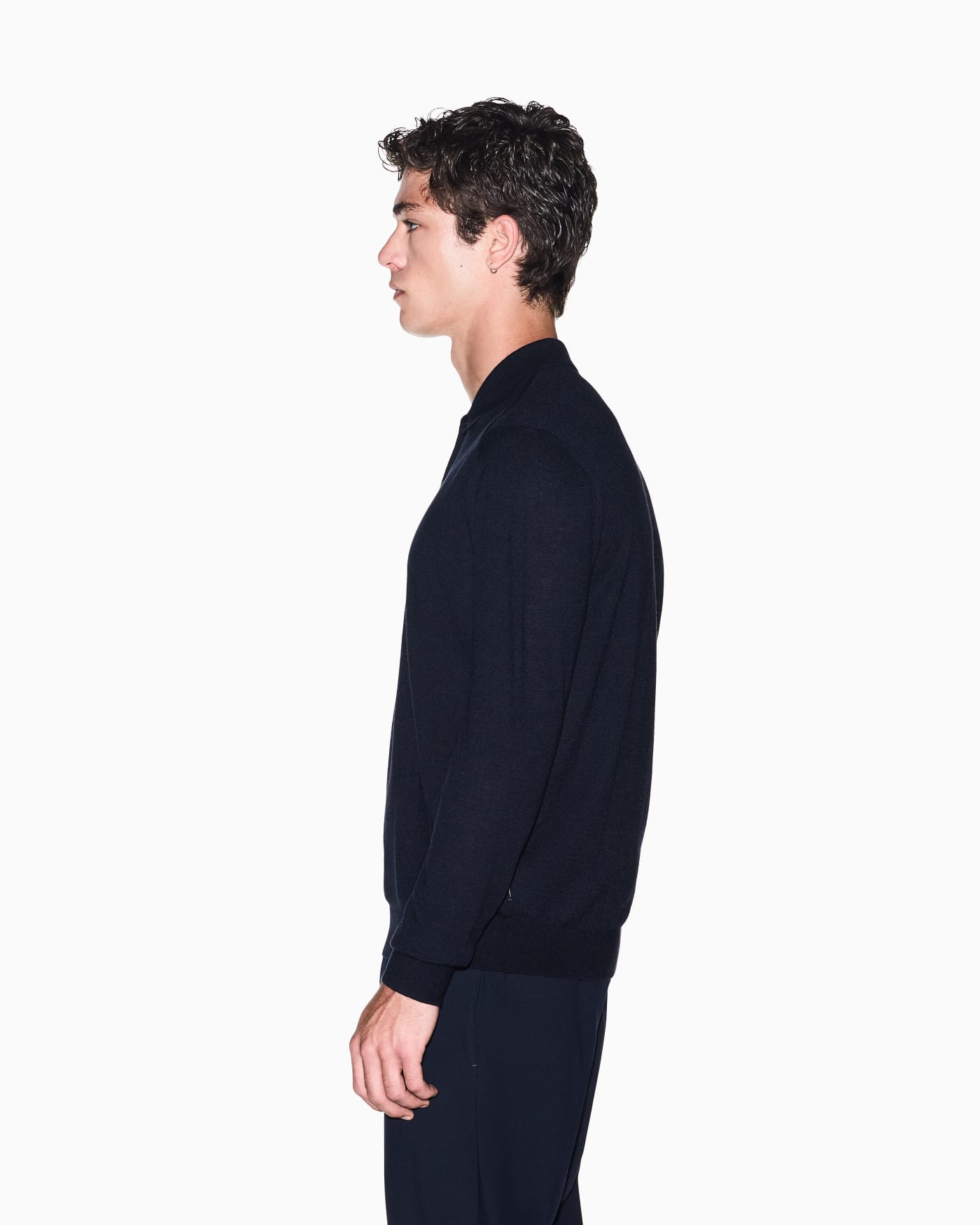 regular fit knit polo in lyocell wool mix