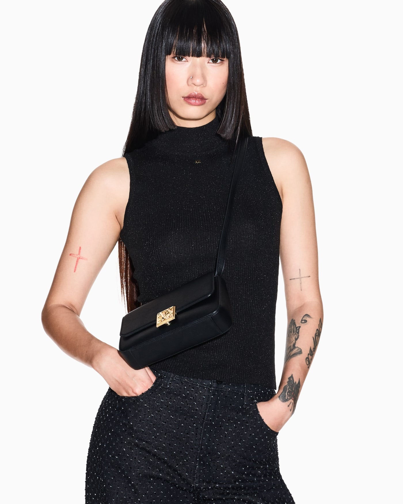 Clutch mini bag in coated fabric