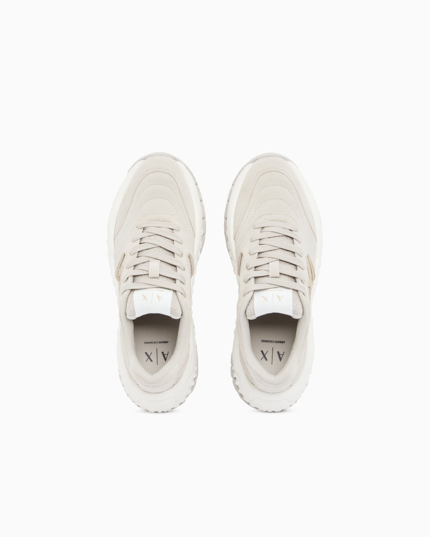 Sneakers low cut in suede and mesh with metallic inserts