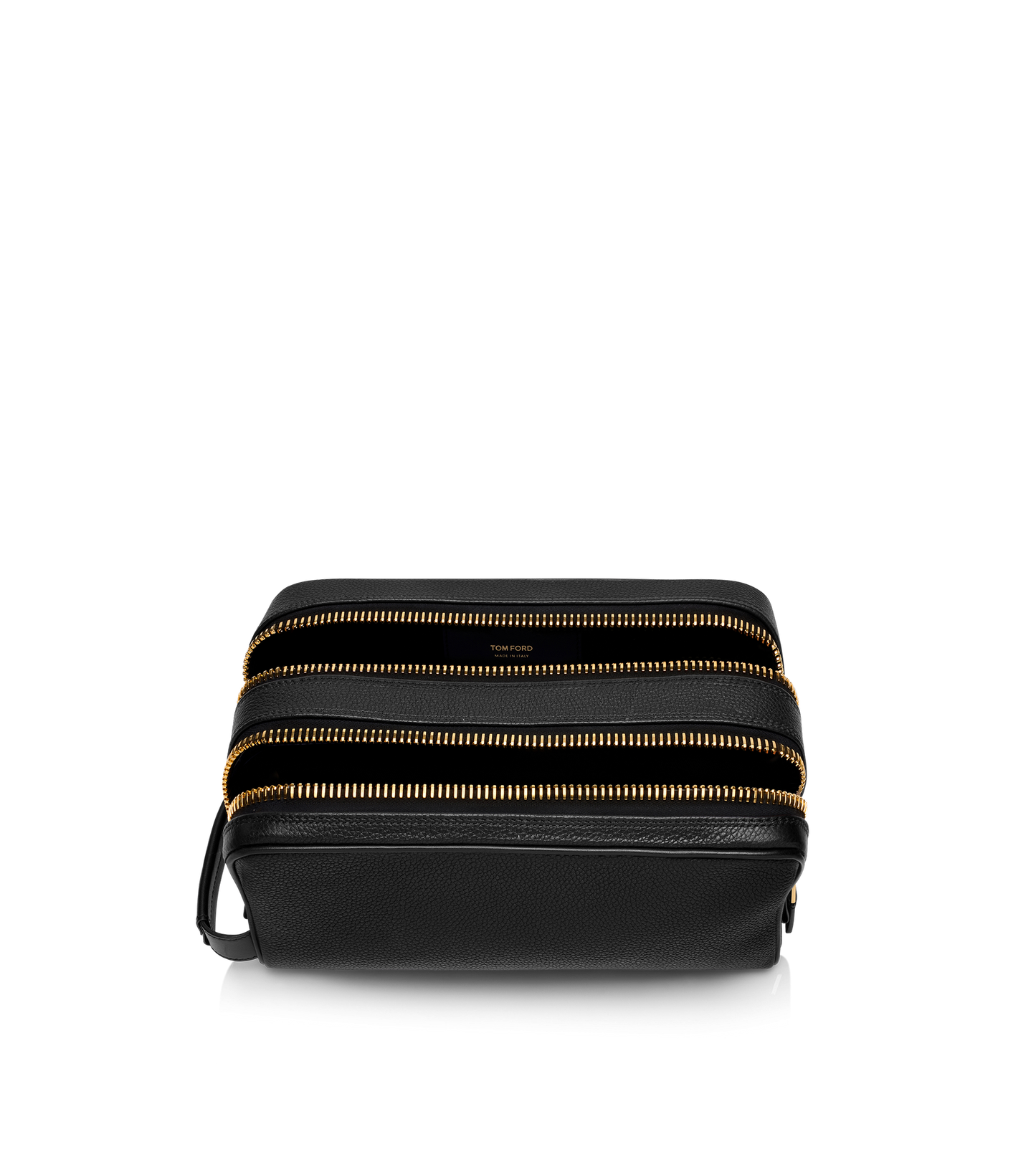 Grain Leather Double Zip Toiletry Bag