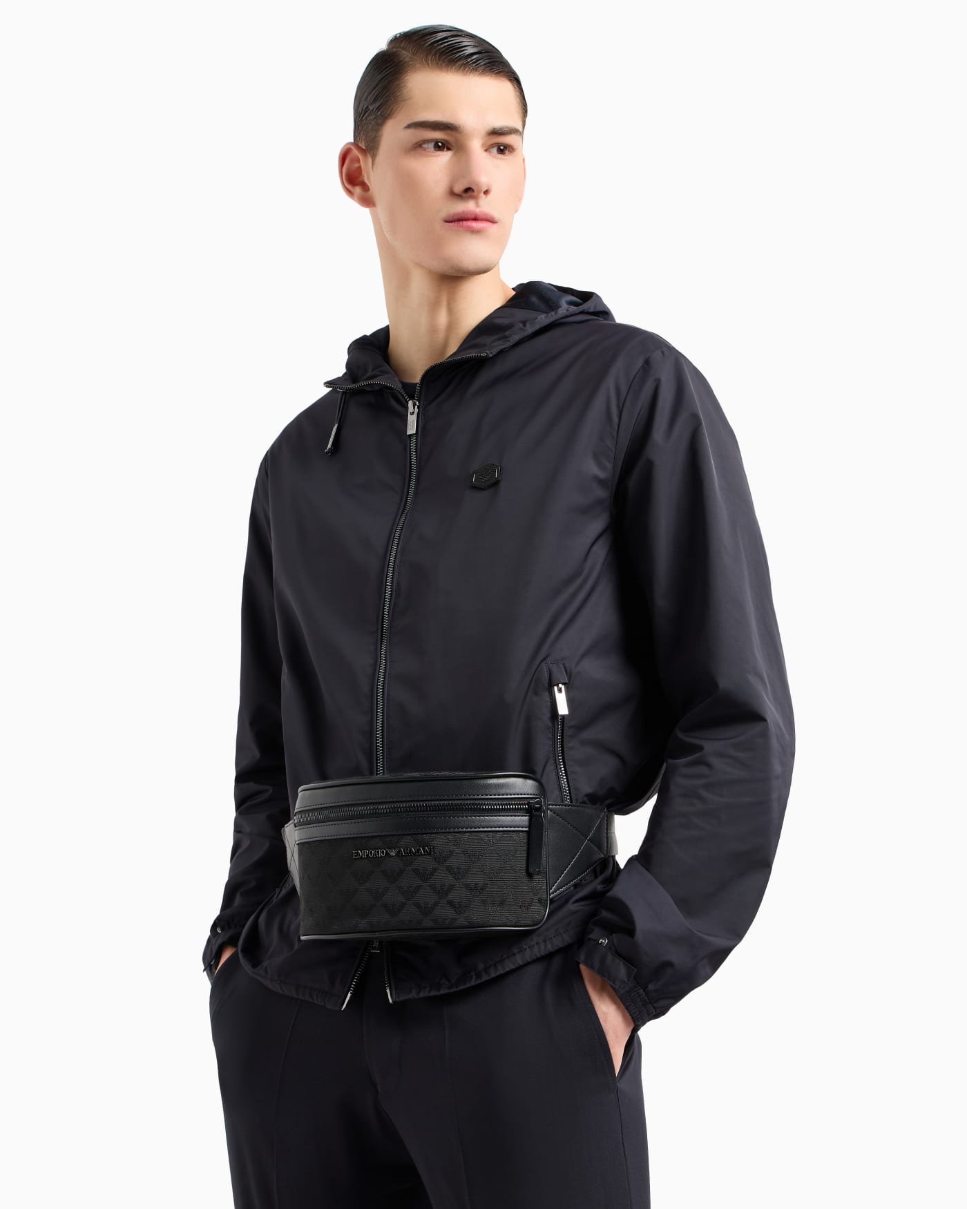 Quilted jacquard belt bag man