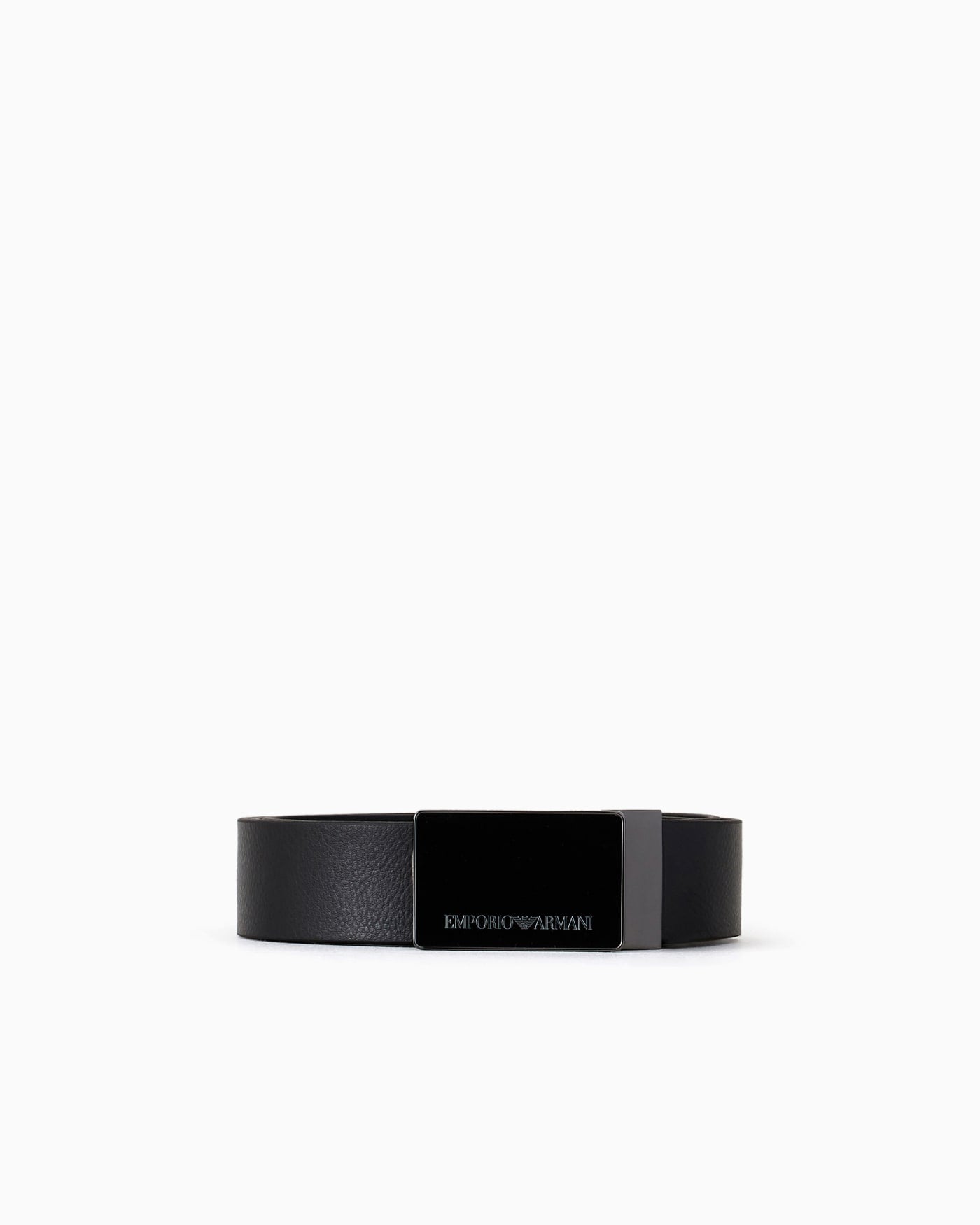 Pebbled leather belt with plate