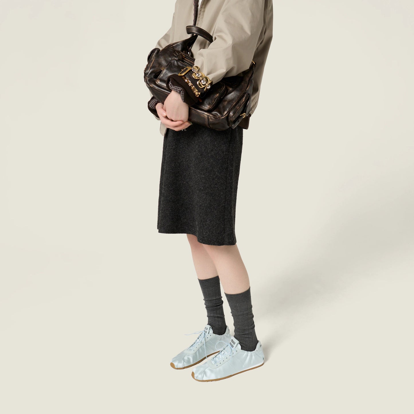 Plume satin sneakers