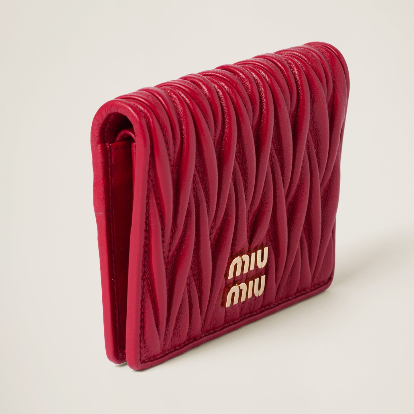 Small matelassé nappa leather wallet