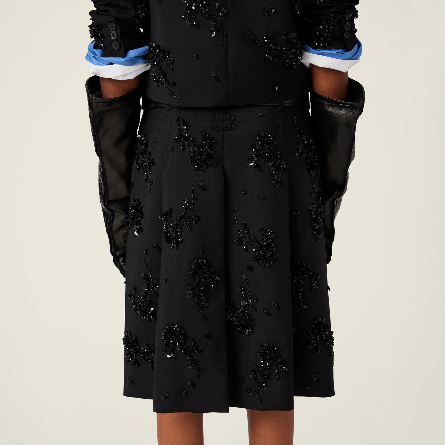 Embroidered kid mohair skirt