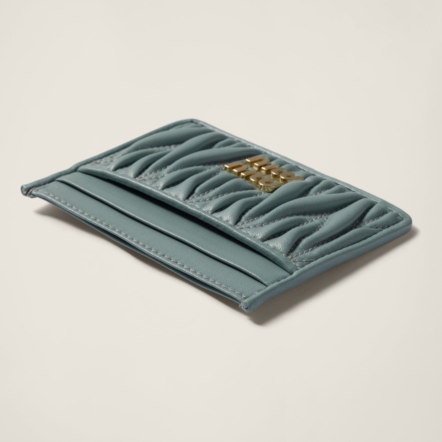 Matelassé nappa leather card holder