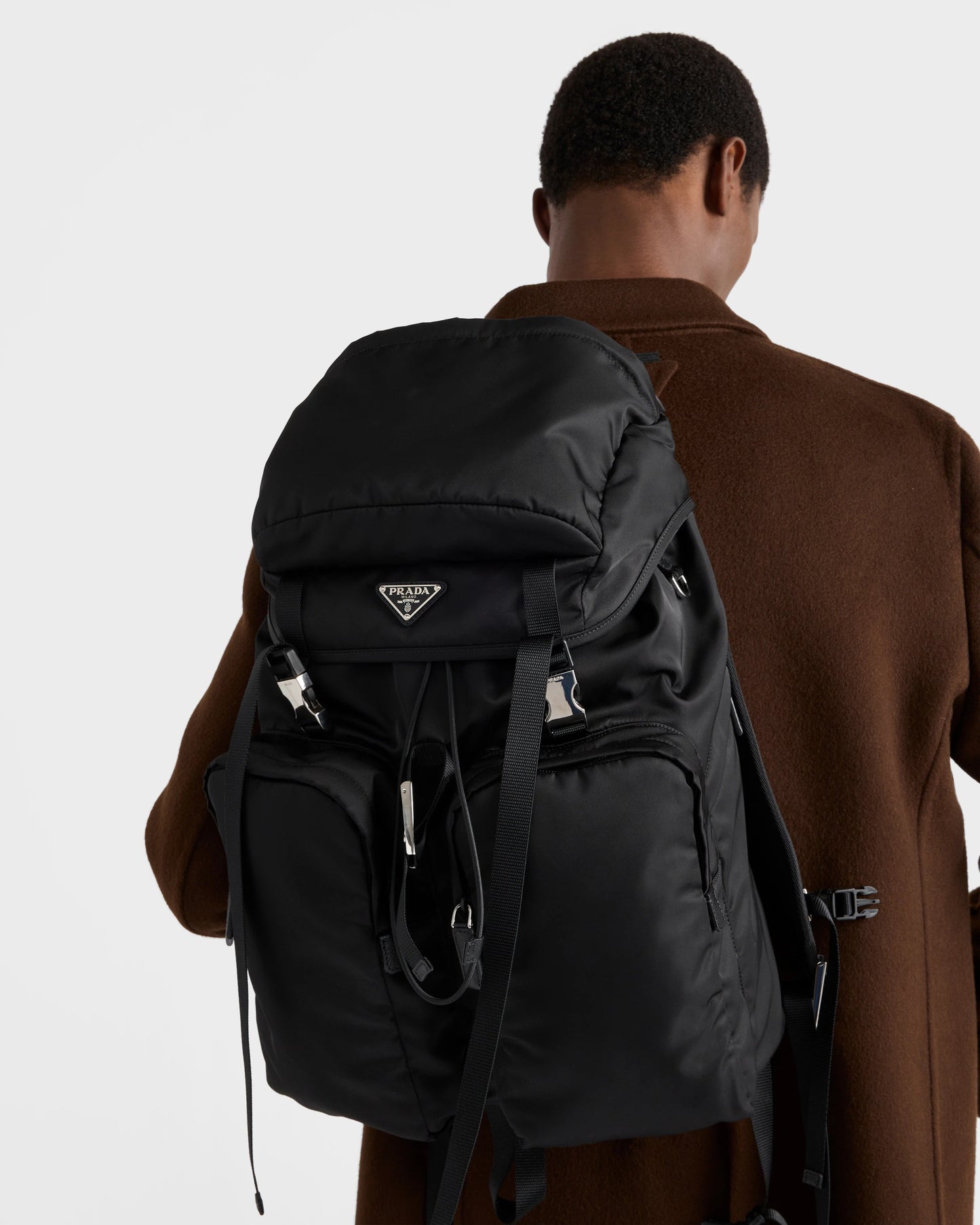 Re-Nylon and Saffiano leather backpack