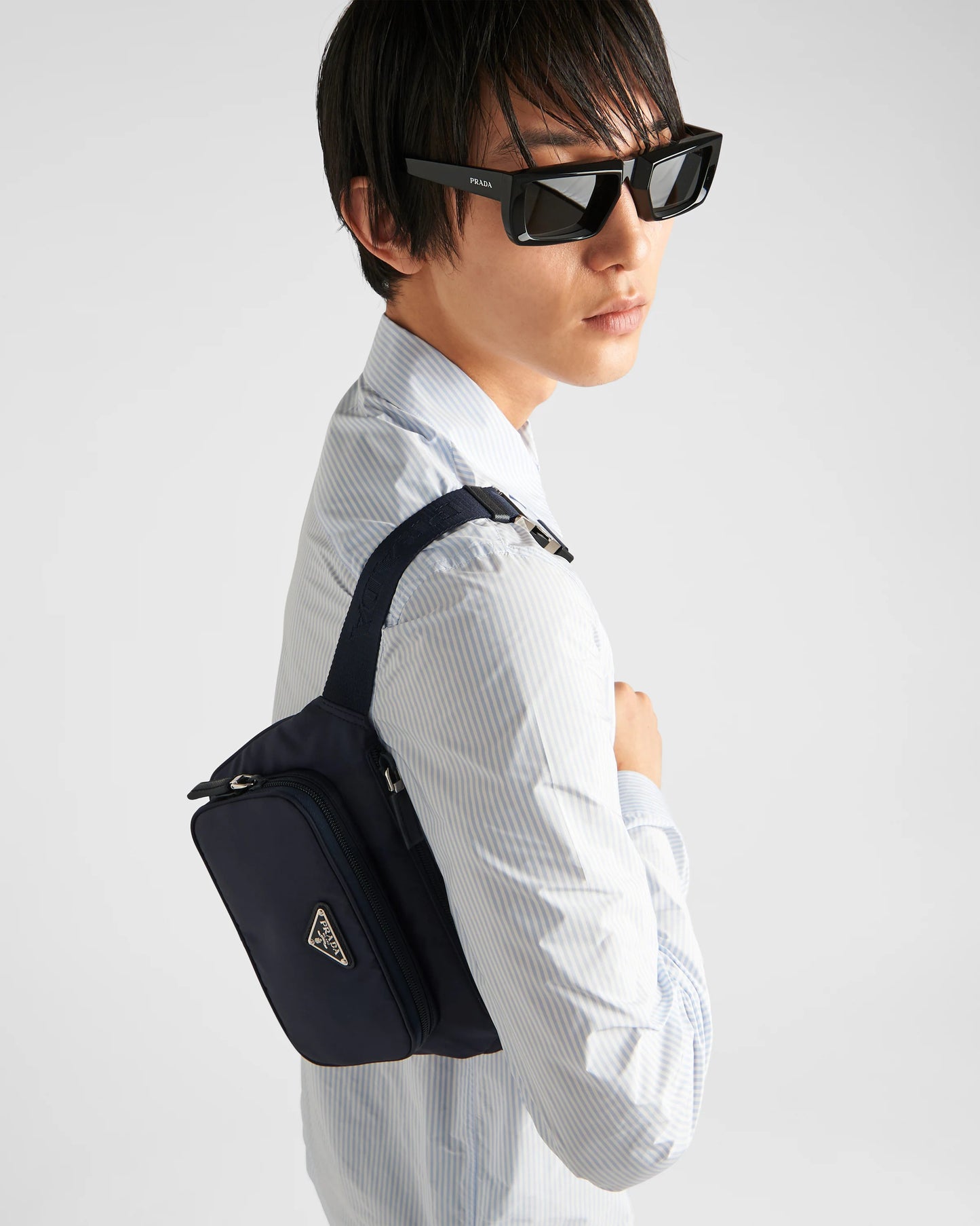 Re-Nylon and Saffiano leather shoulder bag