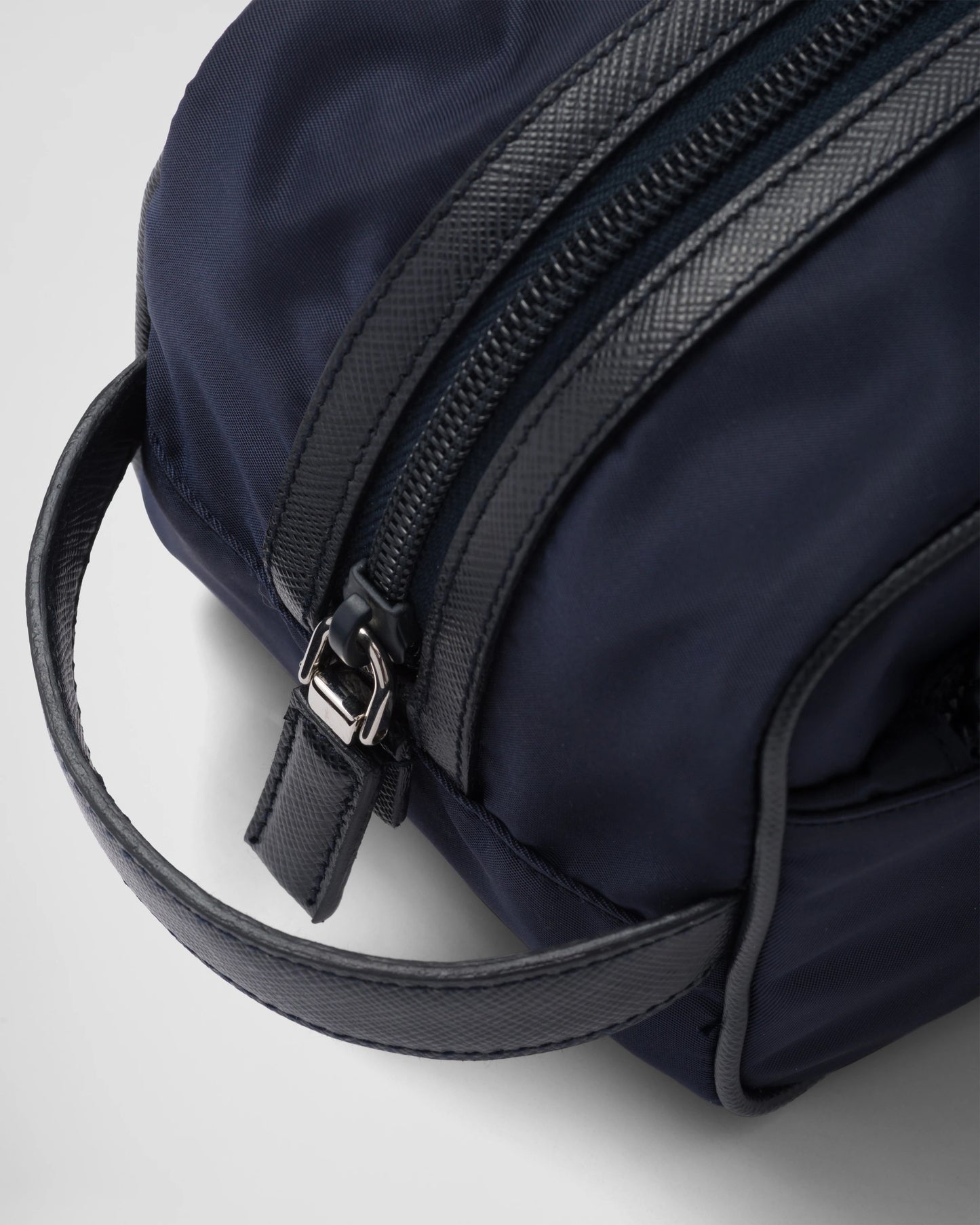 Re-Nylon and Saffiano leather travel pouch