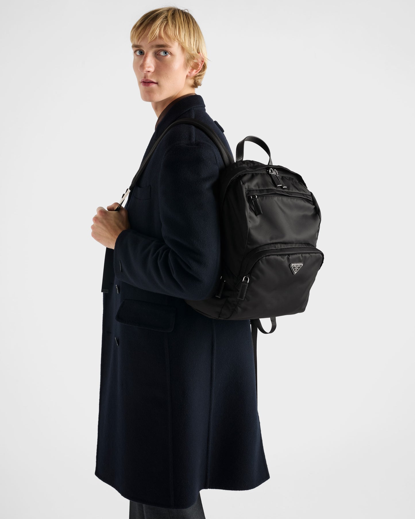 Re-Nylon and Saffiano leather backpack