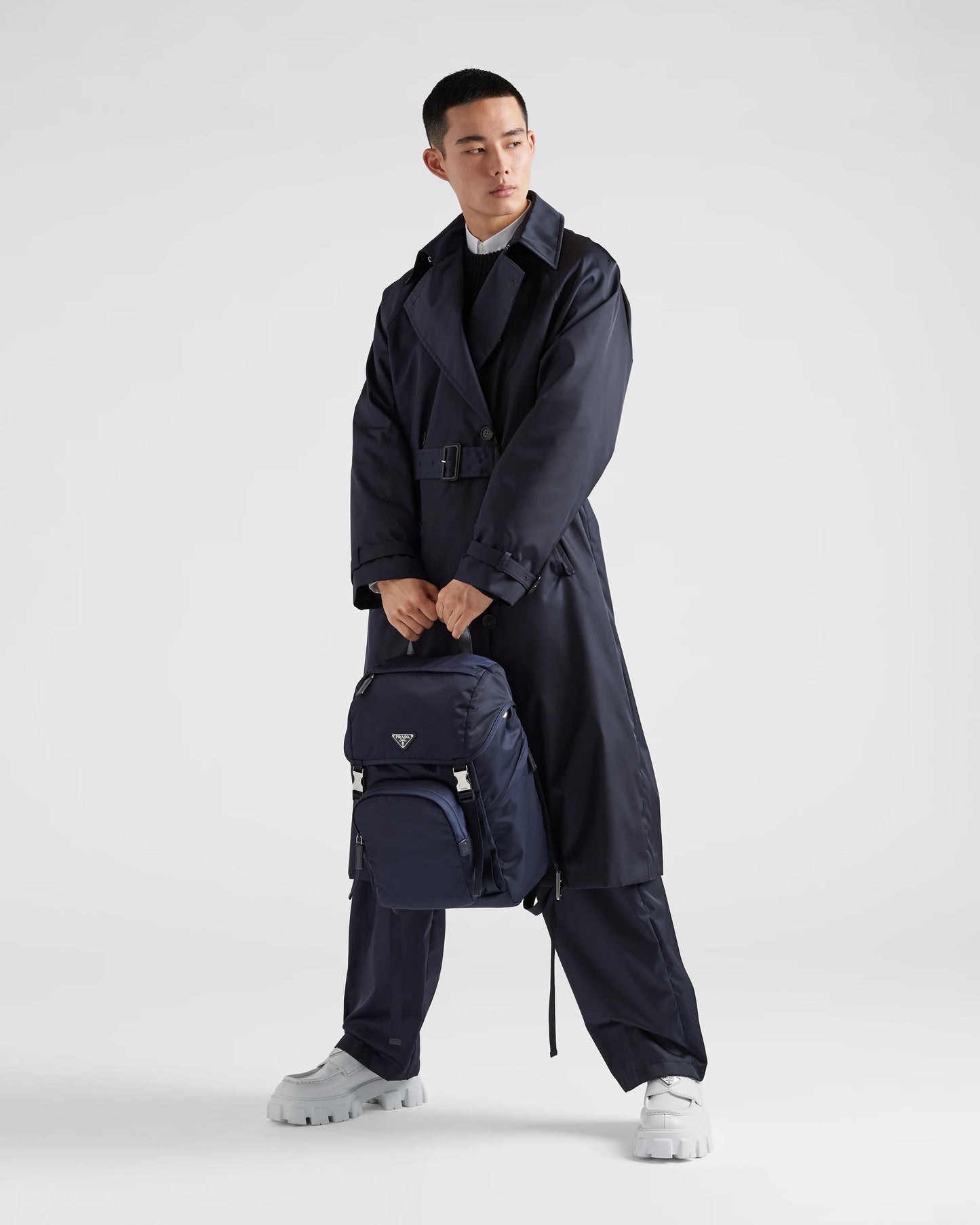 Re-Nylon and Saffiano leather backpack