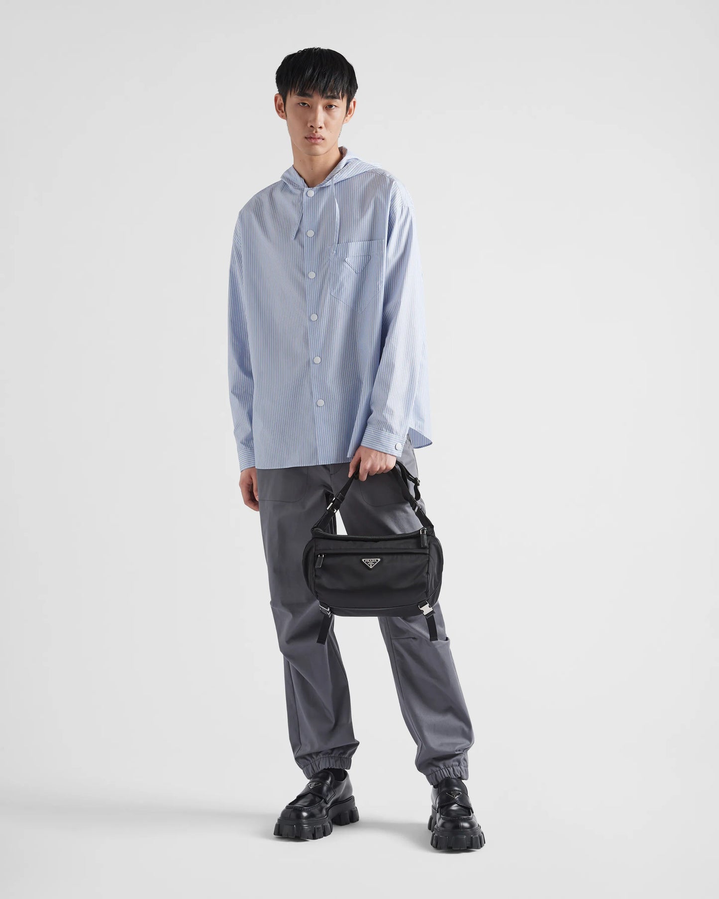 Re-Nylon and Saffiano leather shoulder bag