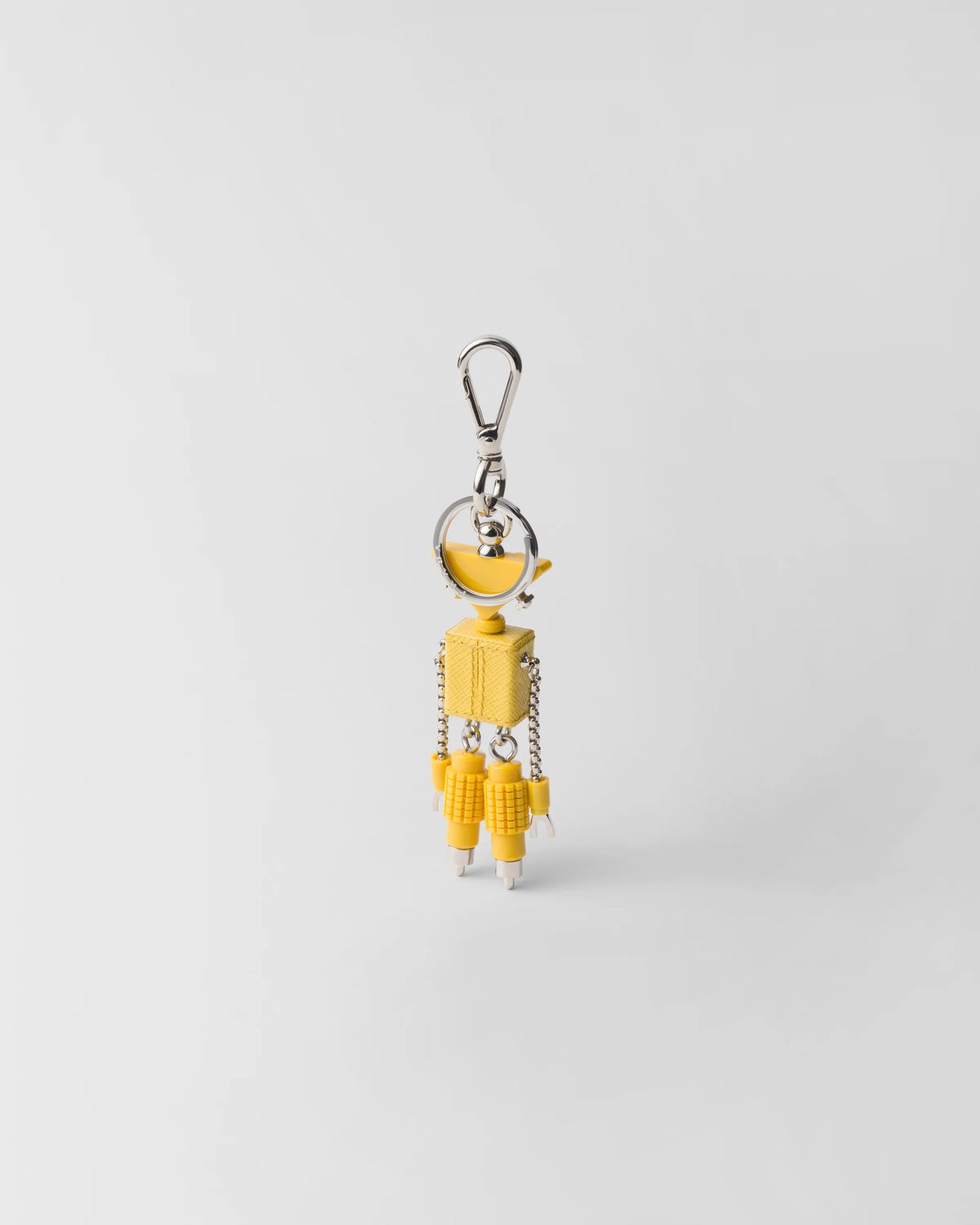 Robot Saffiano leather keychain charm