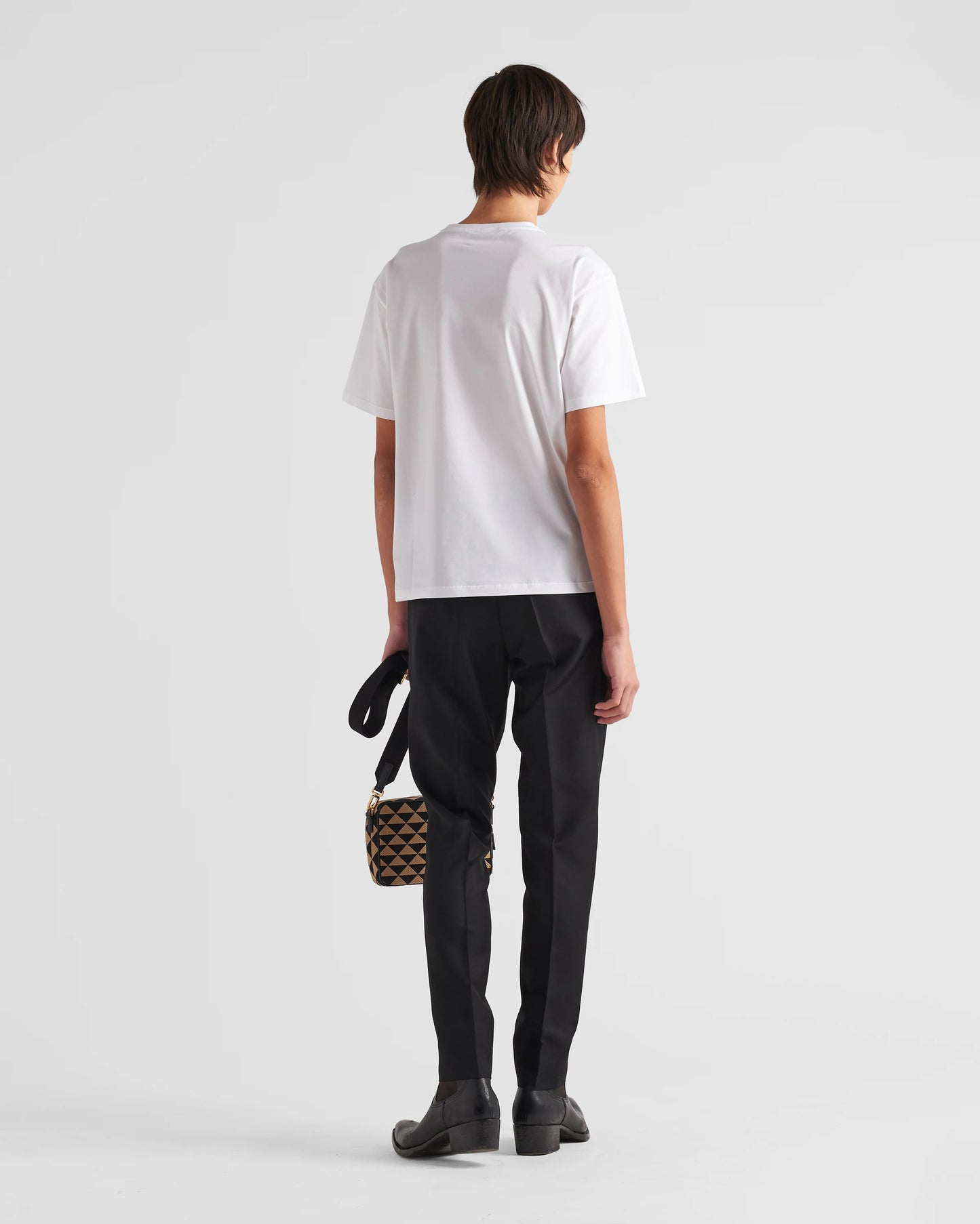 Stretch cotton T-shirt with logo